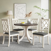 Mid-Century Solid Wood 5-Piece Round Dining Table Set, Kitchen Table