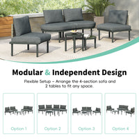 6-Piece Patio Sofa Furniture Set, Half Moon Outdoor Sectional Sofa