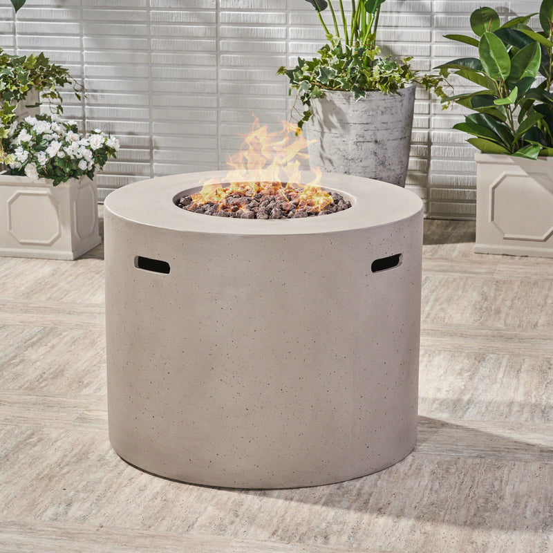 Light Grey Magnesium Oxide 31' Round Fire Pit with 40,000 BTU for