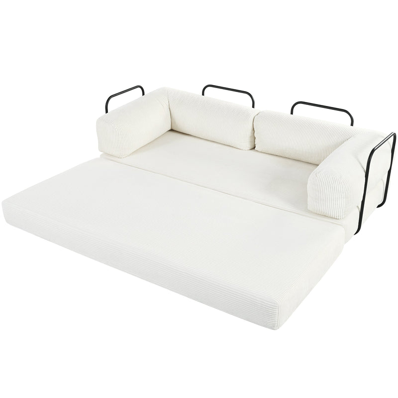 L-Shaped Modular Sofa Bed in Corduroy Fabric, Ideal for Living Rooms
