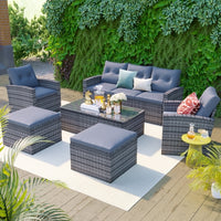 6-piece All-Weather PE rattan Patio Outdoor Dining Conversation