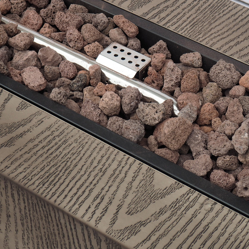 Outdoor 48' Rectangular Iron Propane Fire Pit with 50,000 BTU, Brown