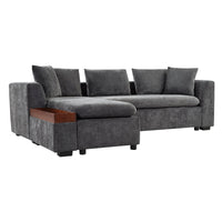 Modern L-Shaped Sectional Sofa with Storage in Gray Chenille, 93.7'