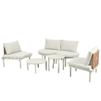 6-Piece Patio Sofa Furniture Set, Half Moon Outdoor Sectional Sofa