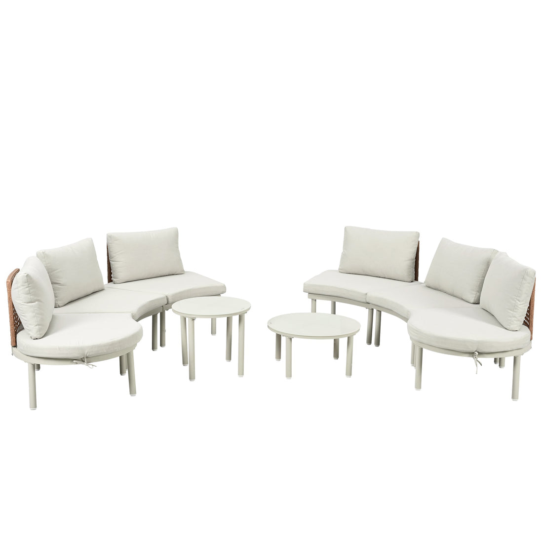 8-Piece Patio Sofa Furniture Set, Half Moon Outdoor Sectional Sofa