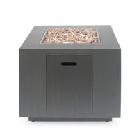 Outdoor Iron Square Propane Fire Pit with Tank Space, Brushed Brown