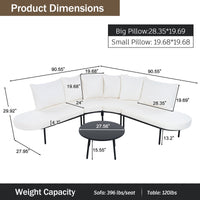 Patio Half- Moon Curved Outdoor Furniture Sofa Set with Coffee Table