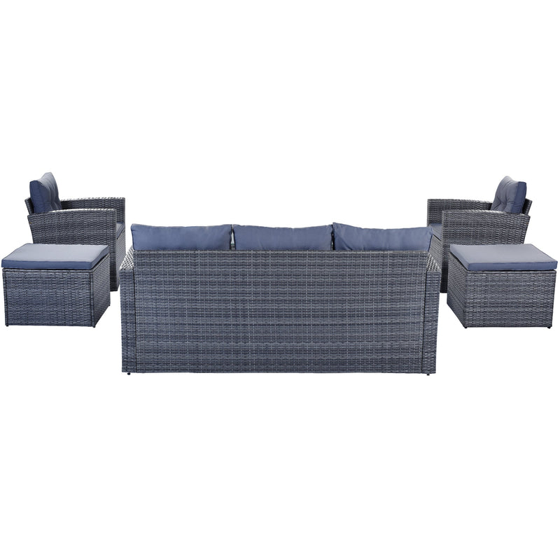 6-piece All-Weather PE rattan Patio Outdoor Dining Conversation