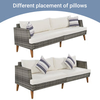 6-Pieces All Weather PE Wicker Sofa Set, Outdoor Rattan sofa With