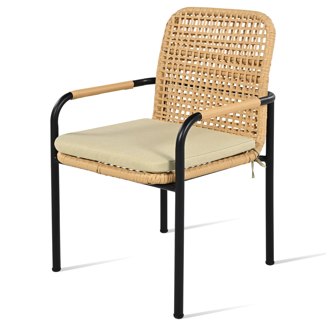 7 Pieces Patio Dining Set, Outdoor Wicker Furniture Set, Plastic-wood