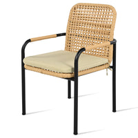 7 Pieces Patio Dining Set, Outdoor Wicker Furniture Set, Plastic-wood