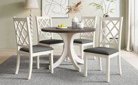Mid-Century Solid Wood 5-Piece Round Dining Table Set, Kitchen Table