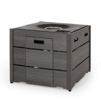 Rustic Style Outdoor 31' WPC Base Square Propane Fire Pit, 40,000 BTU,