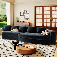 4-Seater Curved Modular Chenille Sofa – Navy Blue