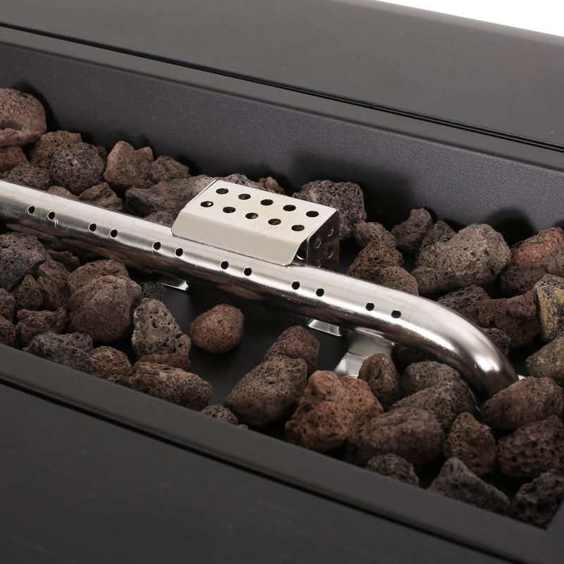 Vernon Rectangle Fire Pit 50,000 BTU Dark Gray Iron 50x25.5x15.25