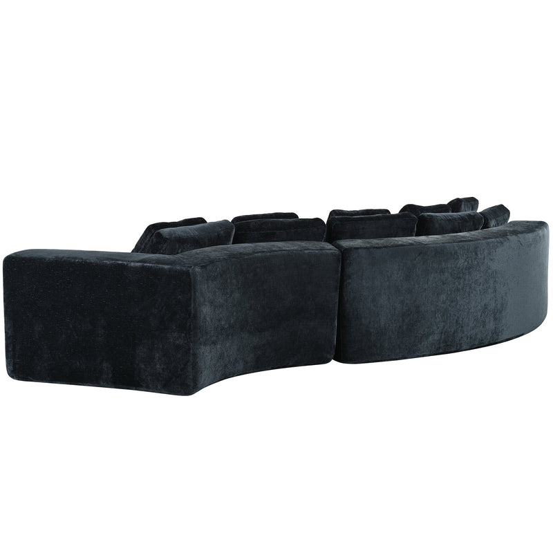 4-Seater Curved Modular Chenille Sofa – Navy Blue