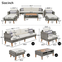 6-Pieces All Weather PE Wicker Sofa Set, Outdoor Rattan sofa With