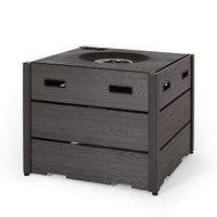 Rustic Style Outdoor 31' WPC Base Square Propane Fire Pit, 40,000 BTU,