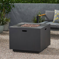 Outdoor Iron Square Propane Fire Pit with Tank Space, Brushed Brown