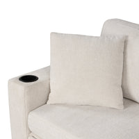 Beige Chenille Sectional Sofa Convertible Pull-out Bed with Storage