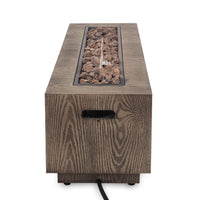 Outdoor 48' Rectangular Iron Propane Fire Pit with 50,000 BTU, Brown