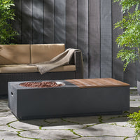 Outdoor 50,000 BTU Lightweight Concrete Rectangular Fire Pit Table