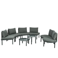 8-Piece Patio Sofa Furniture Set, Half Moon Outdoor Sectional Sofa