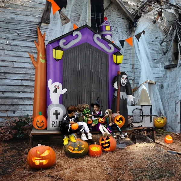 9.8 FT Halloween Inflatables Haunted House Castle Archway Outdoor