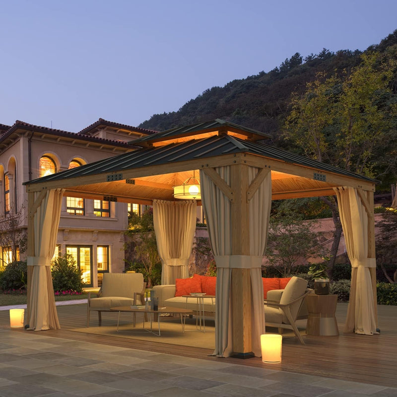 Spruce Wood Double Roof Gazebo 11x13