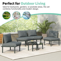 6-Piece Patio Sofa Furniture Set, Half Moon Outdoor Sectional Sofa