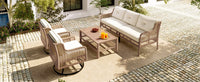 4 Pieces Patio Furniture Set with Swivel Chairs, Outdoor Wicker Sofas