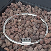 Outdoor Iron Square Propane Fire Pit with Tank Space, Brushed Brown