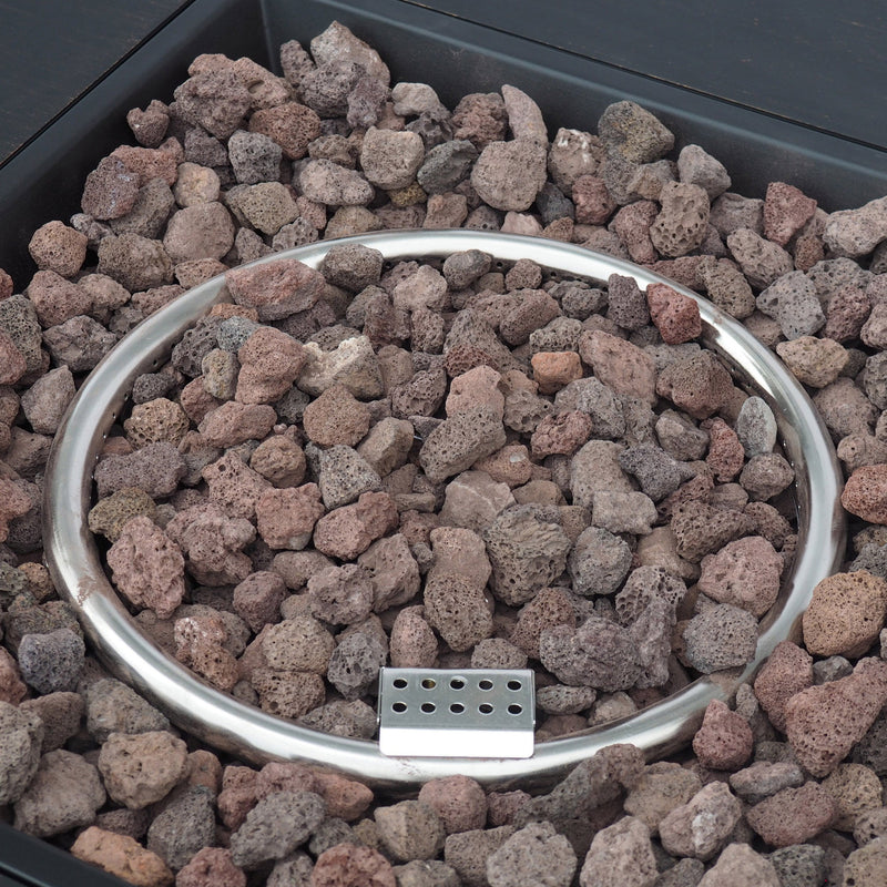 Outdoor Iron Square Propane Fire Pit with Tank Space, Brushed Brown