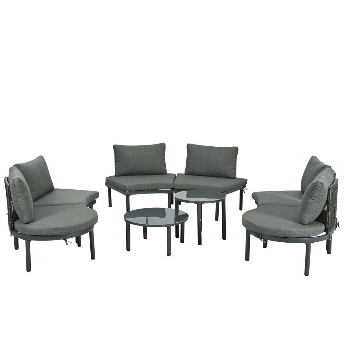 8-Piece Patio Sofa Furniture Set, Half Moon Outdoor Sectional Sofa