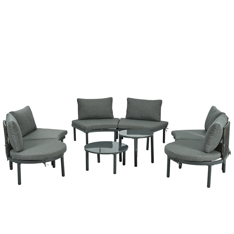 8-Piece Patio Sofa Furniture Set, Half Moon Outdoor Sectional Sofa