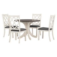 Mid-Century Solid Wood 5-Piece Round Dining Table Set, Kitchen Table