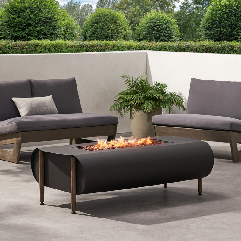 Vernon Rectangle Fire Pit 50,000 BTU Dark Gray Iron 50x25.5x15.25