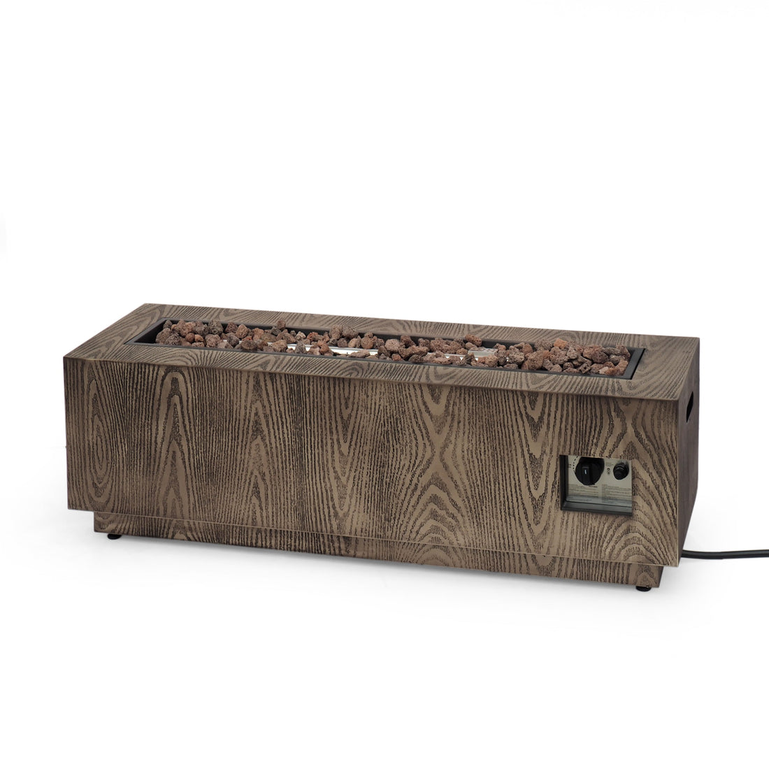 Outdoor 48' Rectangular Iron Propane Fire Pit with 50,000 BTU, Brown