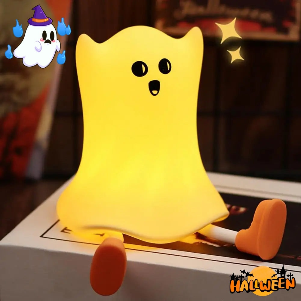 Halloween Silicone Ghost Shaped Bedside Lamp With Touch Control Soft