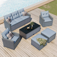 6-piece All-Weather PE rattan Patio Outdoor Dining Conversation