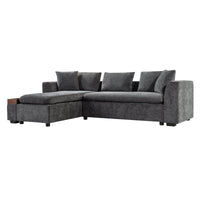 Modern L-Shaped Sectional Sofa with Storage in Gray Chenille, 93.7'