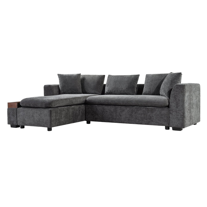 Modern L-Shaped Sectional Sofa with Storage in Gray Chenille, 93.7'