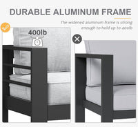 Aluminum Furniture Set with Fire Pit Table, 5 Pieces Patio Sectional