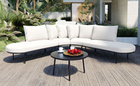 Patio Half- Moon Curved Outdoor Furniture Sofa Set with Coffee Table