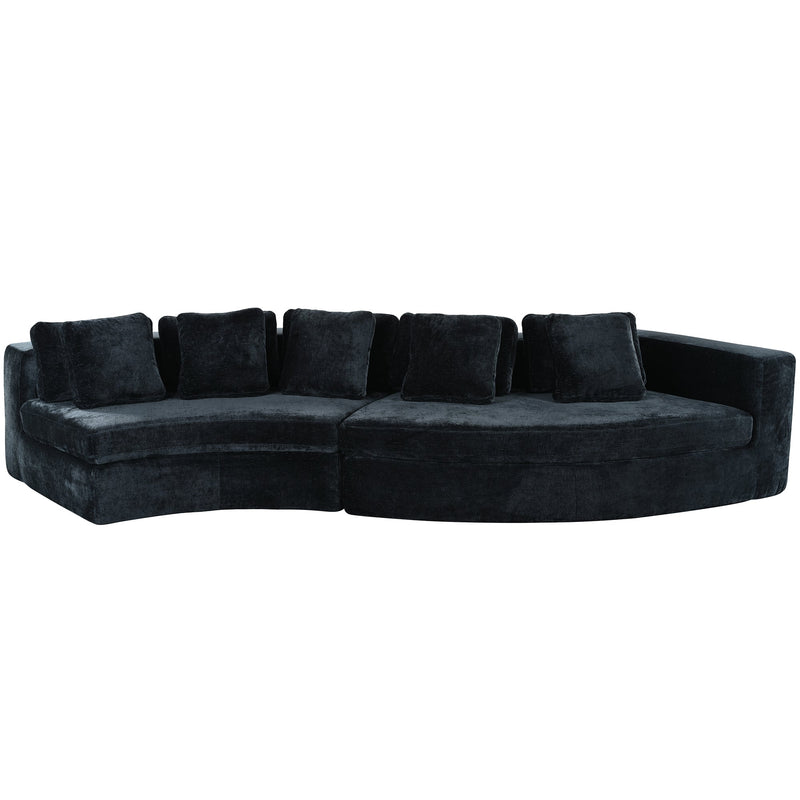 4-Seater Curved Modular Chenille Sofa – Navy Blue