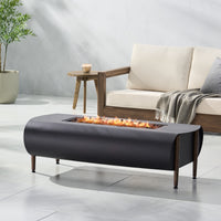 Vernon Rectangle Fire Pit 50,000 BTU Dark Gray Iron 50x25.5x15.25