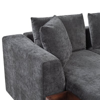 Modern L-Shaped Sectional Sofa with Storage in Gray Chenille, 93.7'
