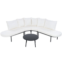 Patio Half- Moon Curved Outdoor Furniture Sofa Set with Coffee Table