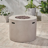 Light Grey Magnesium Oxide 31' Round Fire Pit with 40,000 BTU for
