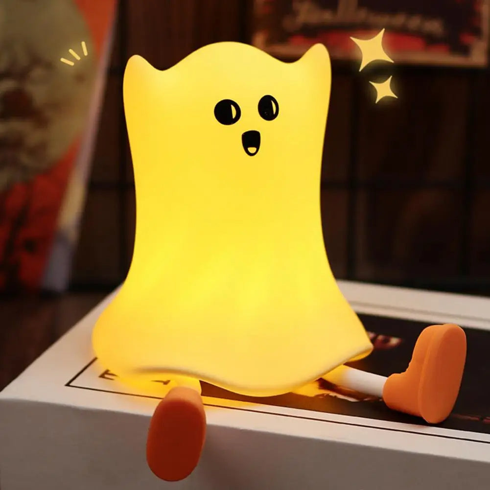 Halloween Silicone Ghost Shaped Bedside Lamp With Touch Control Soft
